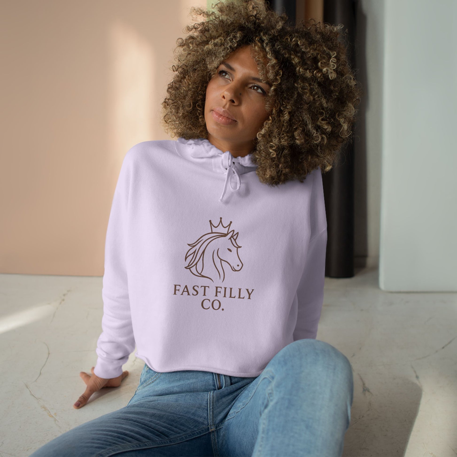 Elegant Unicorn Crop Hoodie - Fast Filly Co. Sweatshirt, Stylish Hoodie, Gift for Horse Lovers, Casual Wear, Trendy Apparel