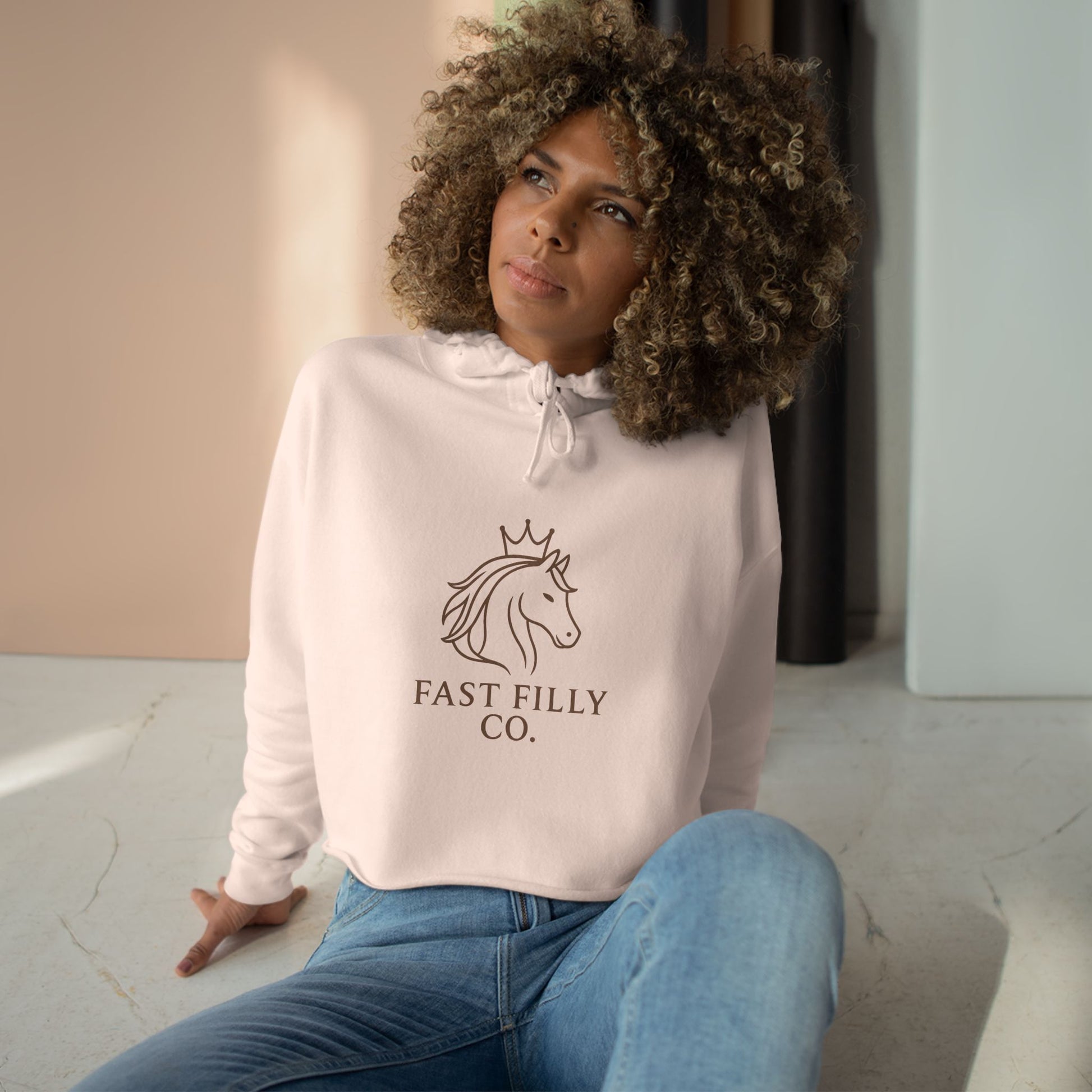 Elegant Unicorn Crop Hoodie - Fast Filly Co. Sweatshirt, Stylish Hoodie, Gift for Horse Lovers, Casual Wear, Trendy Apparel