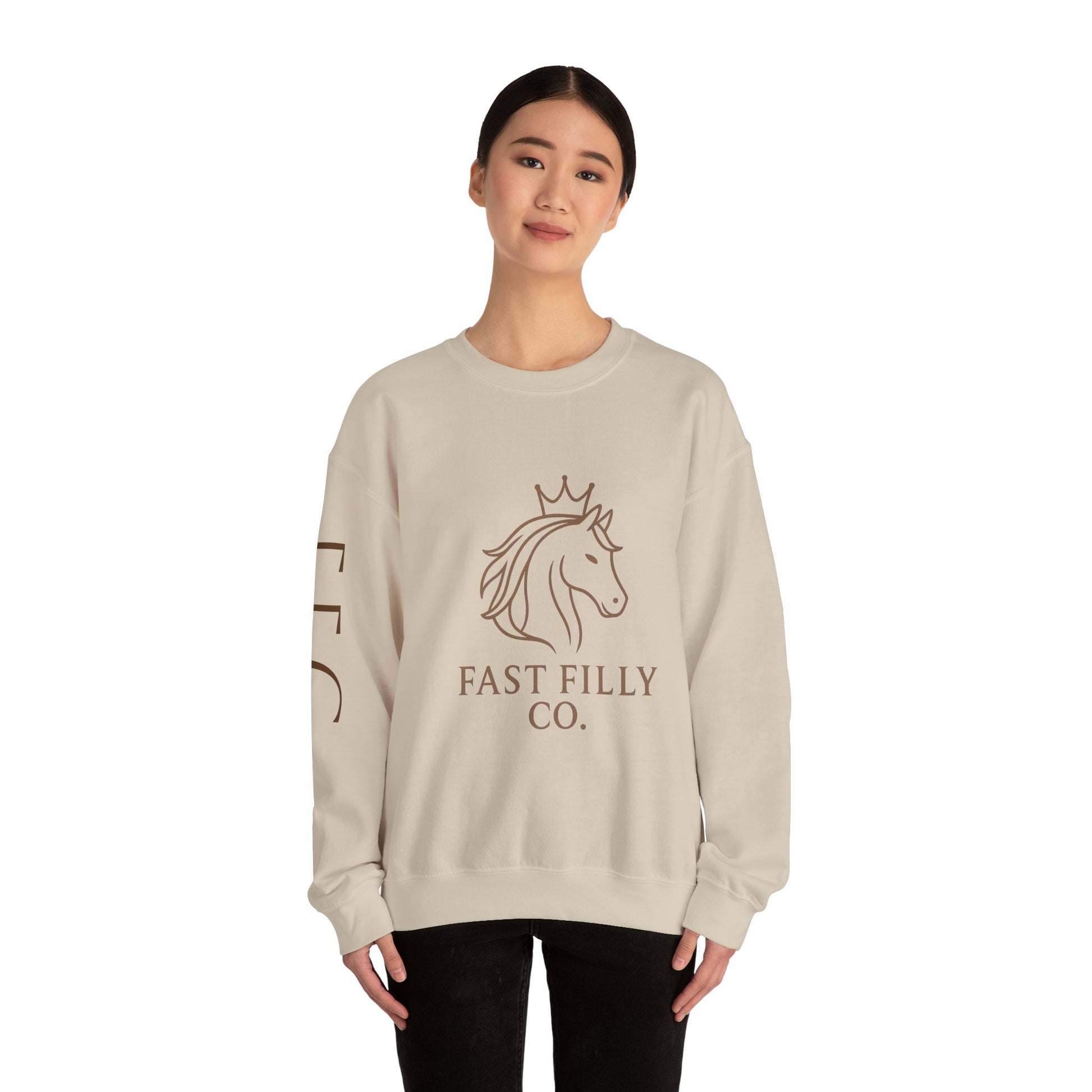Stylish Unisex Sweatshirt, Cozy Sweatshirt for Horse Lovers, Perfect Gift for Birthdays, Everyday Wear, Fast Filly Co. Design