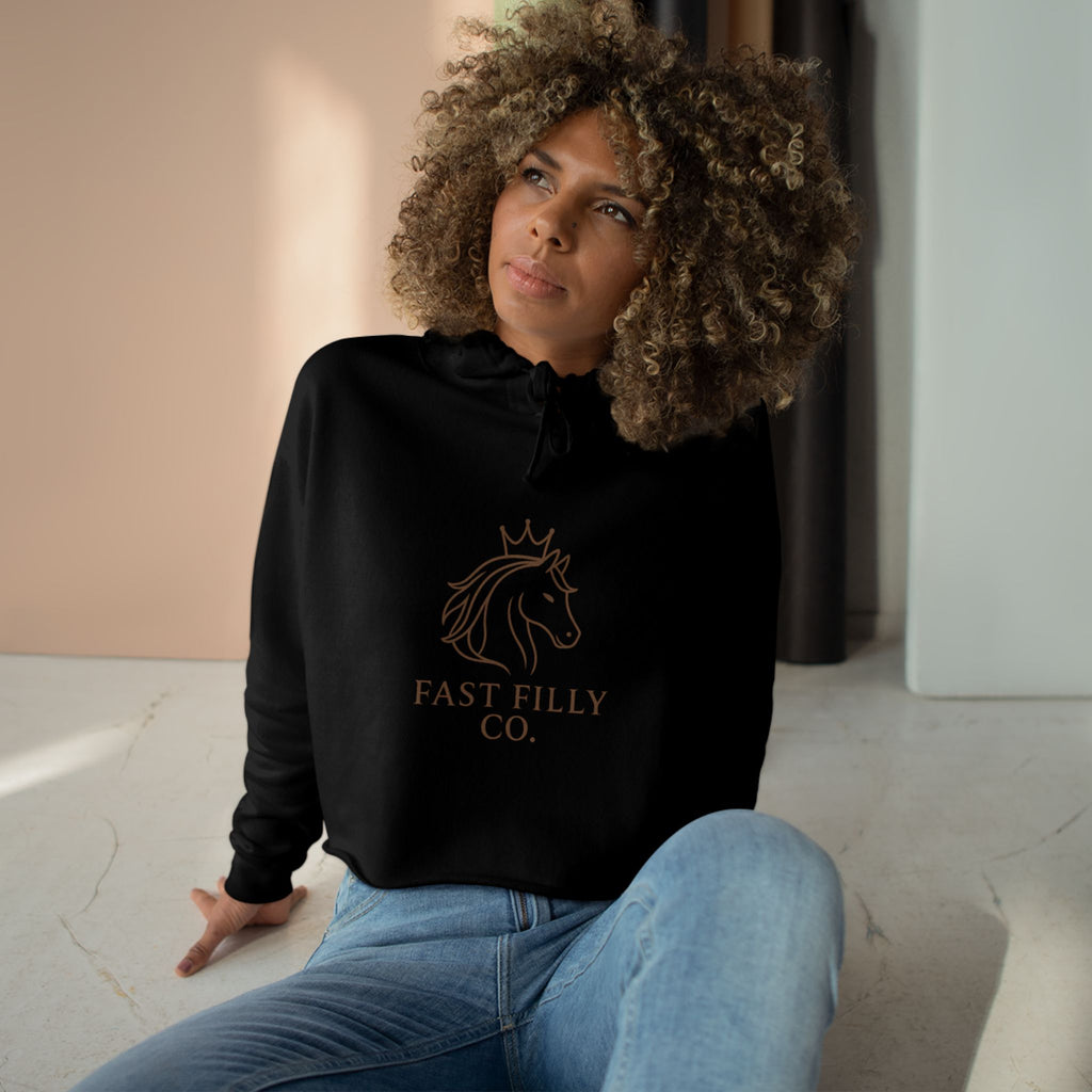 Elegant Unicorn Crop Hoodie - Fast Filly Co. Sweatshirt, Stylish Hoodie, Gift for Horse Lovers, Casual Wear, Trendy Apparel