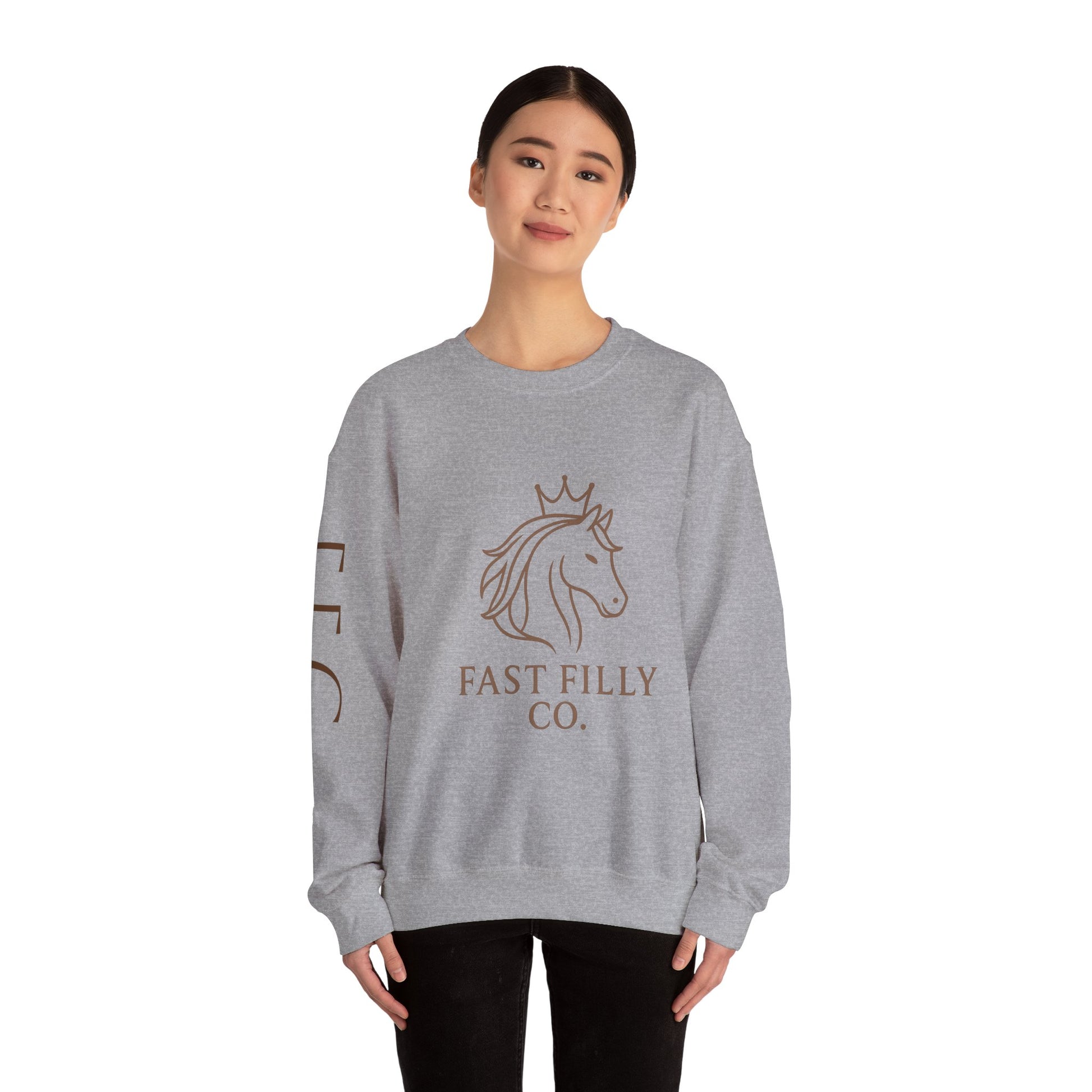 Stylish Unisex Sweatshirt, Cozy Sweatshirt for Horse Lovers, Perfect Gift for Birthdays, Everyday Wear, Fast Filly Co. Design