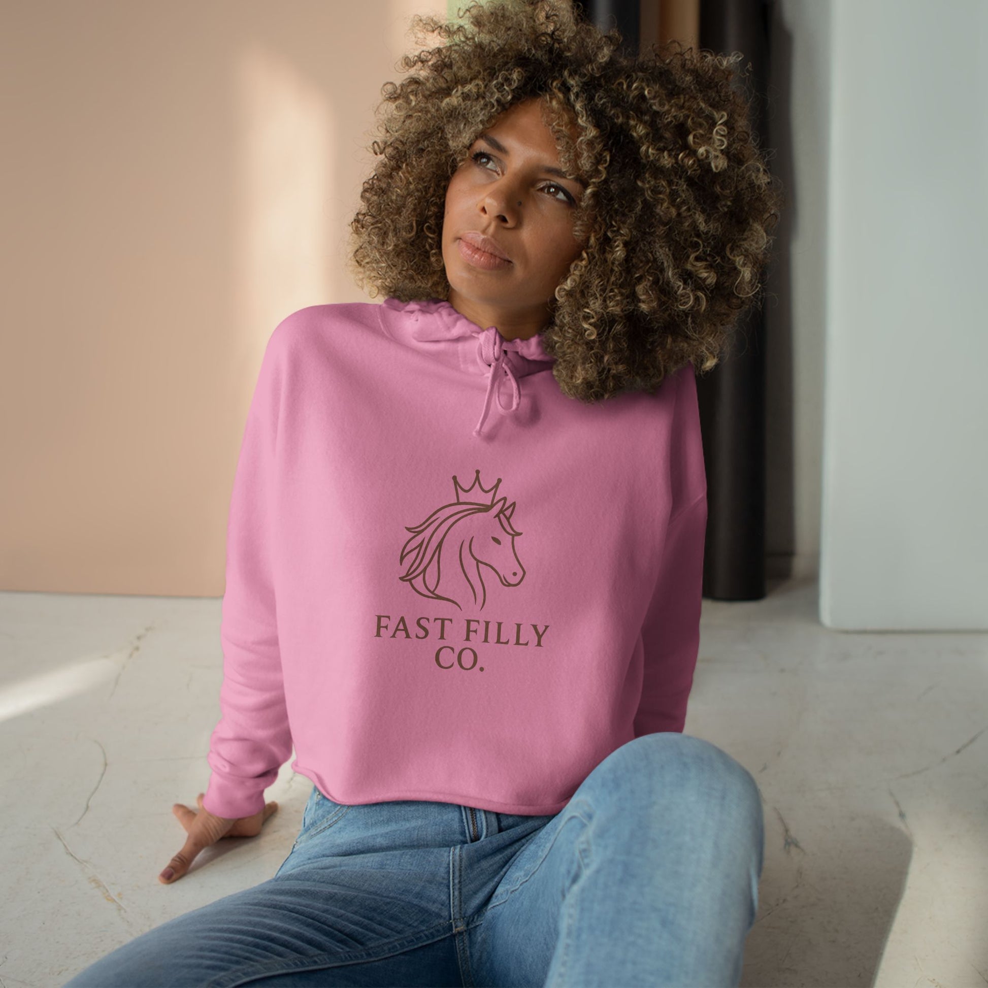 Elegant Unicorn Crop Hoodie - Fast Filly Co. Sweatshirt, Stylish Hoodie, Gift for Horse Lovers, Casual Wear, Trendy Apparel