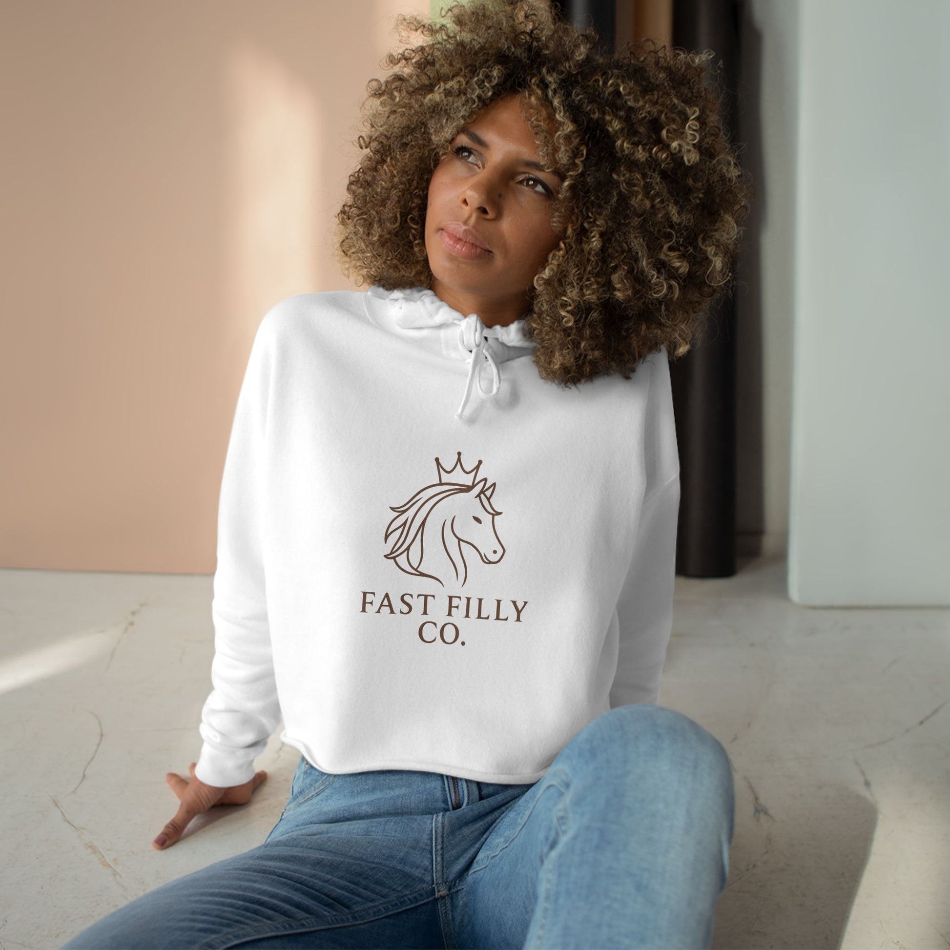Elegant Unicorn Crop Hoodie - Fast Filly Co. Sweatshirt, Stylish Hoodie, Gift for Horse Lovers, Casual Wear, Trendy Apparel